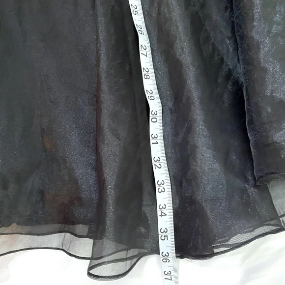 VINTAGE 90’s VICTOR COSTA Black Organza Tulle Bow Detail A-Line Maxi Skirt SZ S - Picture 8 of 8
